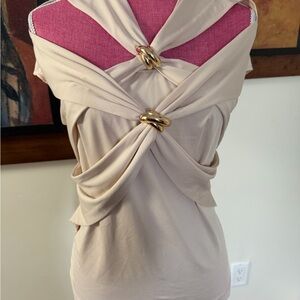 Elegant Cream Draped Women's Top